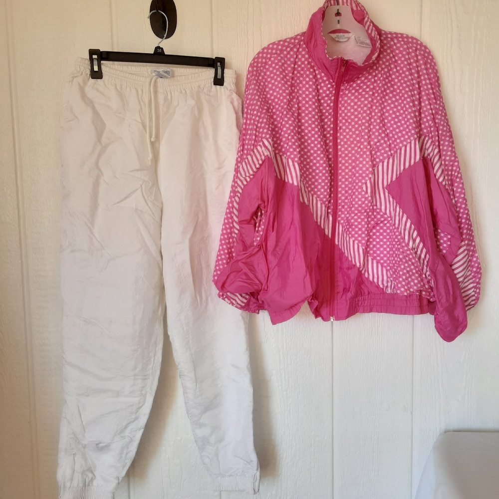 Blair Boutique 424 Activewear Set Pants Sz M/Jacket Sz XL Lined Preowned Good